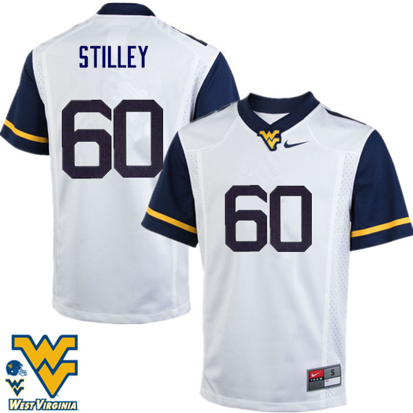 NCAA Men's Adam Stilley West Virginia Mountaineers White #60 Nike Stitched Football College Authentic Jersey XX23F42VE